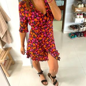 Zara floral wrap dress